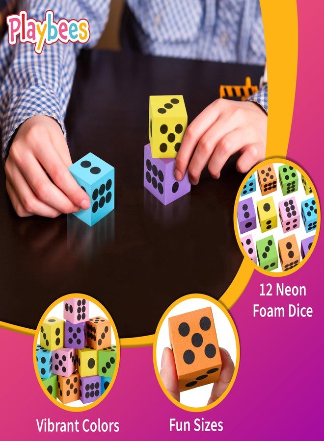 Playbees Neon Big Foam Dice Set - 24-Pack, Jumbo, and Colorful Dice for Kids - Ideal for Boosting Math Skills, Great Gifts, and Party Fun - Image 5